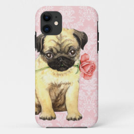 Valentijn Roos Pug iPhone 11 Hoesje