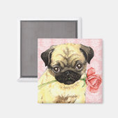 Valentijn Roos Pug Magneet (Voorkant / Achterkant)