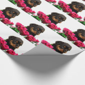 Valentijn Roos Rottweiler Puppy Cadeaupapier (Hoek)