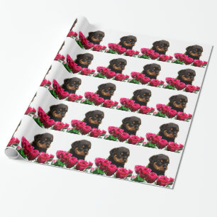 Valentijn Roos Rottweiler Puppy Cadeaupapier