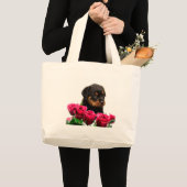 Valentijn Roos Rottweiler Puppy Grote Tote Bag (Voorkant (product))