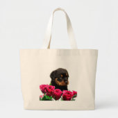 Valentijn Roos Rottweiler Puppy Grote Tote Bag (Voorkant)