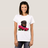 Valentijn Roos Rottweiler Puppy T-shirt (Voorkant volledig)
