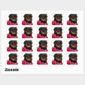 Valentijn Roos Rottweiler Puppy Vierkante Sticker (Vel)