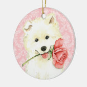 Valentijn Roos Samoyed Keramisch Ornament (Links)
