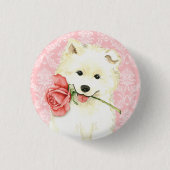 Valentijn Roos Samoyed Ronde Button 3,2 Cm (Voorkant)