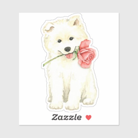 Valentijn Roos Samoyed Vinyl Sticker (Vel)
