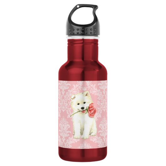 Valentijn Roos Samoyed Waterfles (Voorkant)