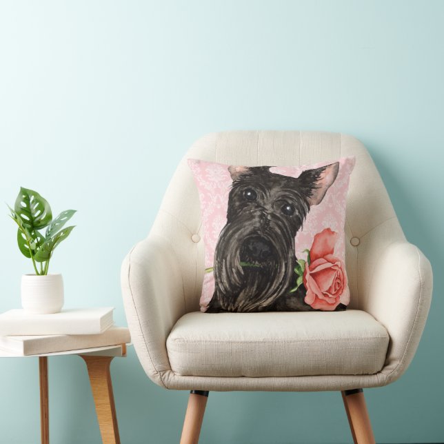 Valentijn Roos Schotse Terrier Kussen (Stoel)