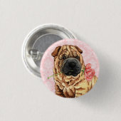 Valentijn Roos Shar-Pei Ronde Button 3,2 Cm (Voorkant /achterkant)