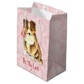 Valentijn Roos Sheltie Medium Cadeauzakje (Achterkant Gekanteld)