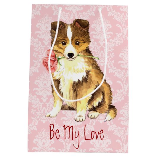 Valentijn Roos Sheltie Medium Cadeauzakje (Achterkant)