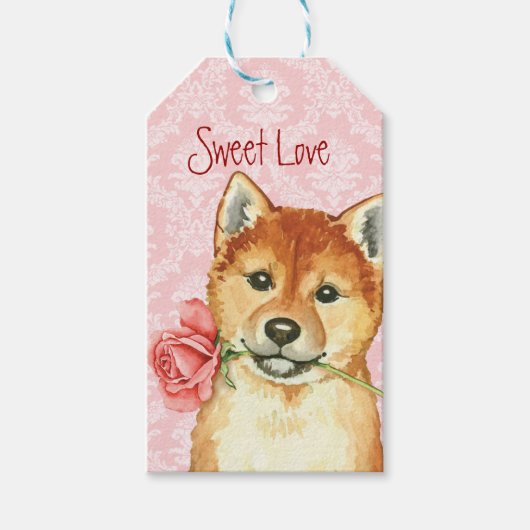 Valentijn Roos Shiba Inu Cadeaulabel (Voorkant)