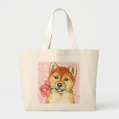 Valentijn Roos Shiba Inu Grote Tote Bag (Voorkant)