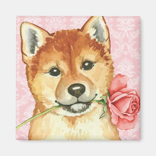 Valentijn Roos Shiba Inu Magneet (Voorkant)