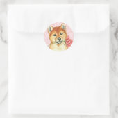 Valentijn Roos Shiba Inu Ronde Sticker (Tas)