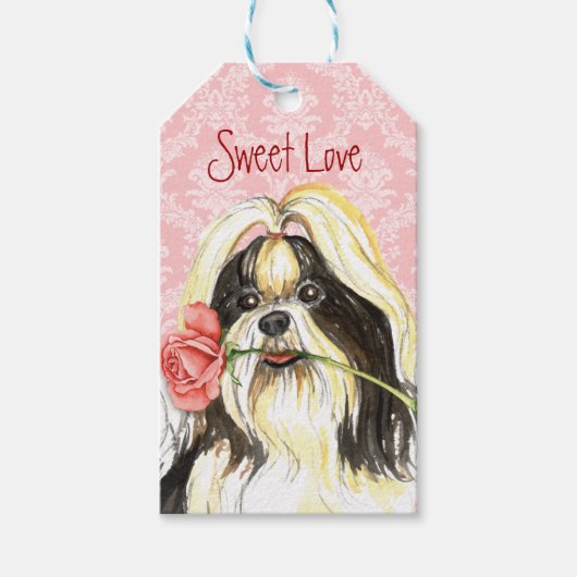 Valentijn Roos Shih Tzu Cadeaulabel (Voorkant)