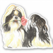 Valentijn Roos Shih Tzu Vinyl Sticker (Voorkant)