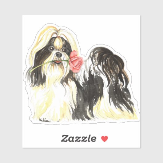 Valentijn Roos Shih Tzu Vinyl Sticker (Vel)