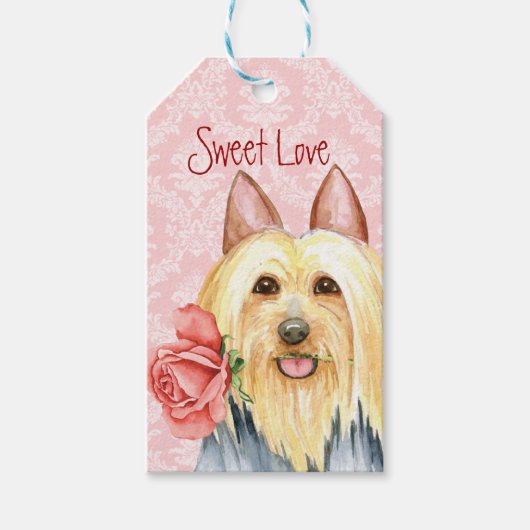 Valentijn Roos Silky Terrier Gift Labels Cadeaulabel (Voorkant)