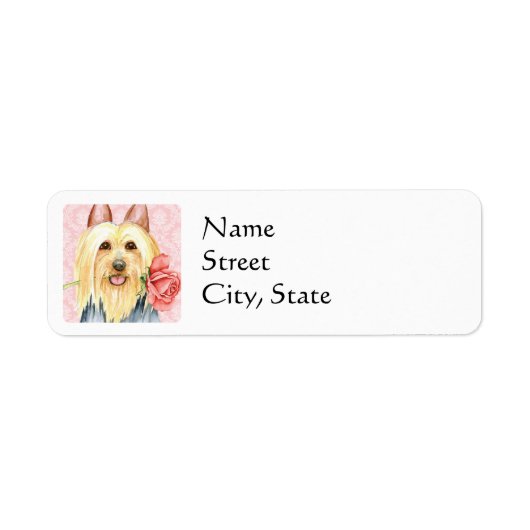 Valentijn Roos Silky Terrier Label (Voorkant)