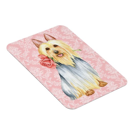 Valentijn Roos Silky Terrier Magnet Magneet (Rechterzijde)