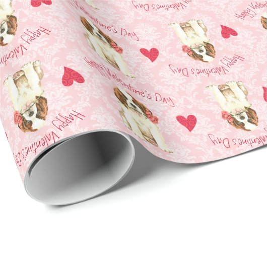 Valentijn Roos St. Bernard Cadeaupapier (Rol Hoek)