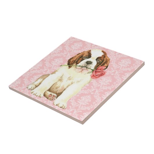 Valentijn Roos St. Bernard Tegeltje (Zijkant)