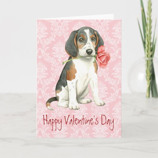 Valentijn Roos Treeing Walker Coonhound Feestdagen Kaart (Voorkant)