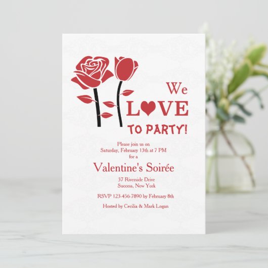 Valentijn Roos Uitnodiging (Staand voorkant)