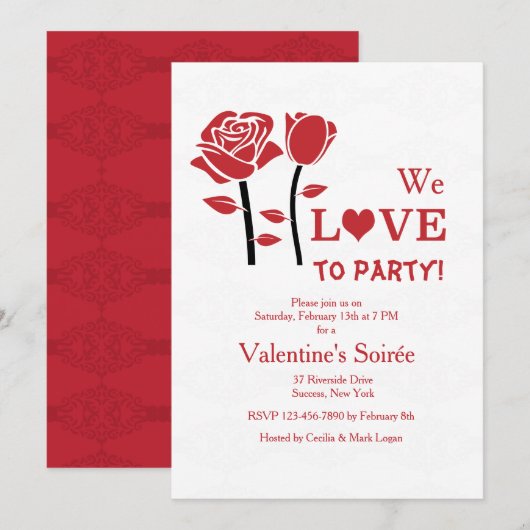 Valentijn Roos Uitnodiging (Voorkant / Achterkant)
