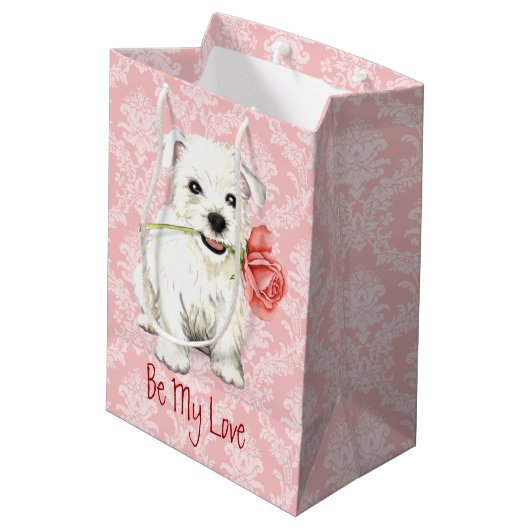 Valentijn Roos Westie Medium Cadeauzakje (Achterkant Gekanteld)
