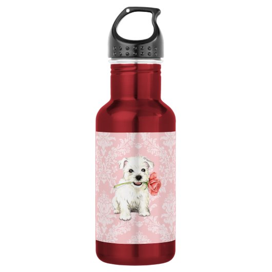 Valentijn Roos Westie Waterfles (Voorkant)