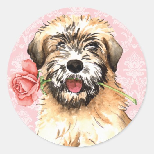 Valentijn Roos Wheaten Ronde Sticker (Voorkant)