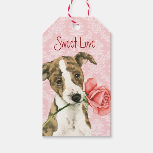 Valentijn Roos Whippet Cadeaulabel (Voorkant)