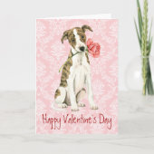Valentijn Roos Whippet Feestdagen Kaart (Voorkant)