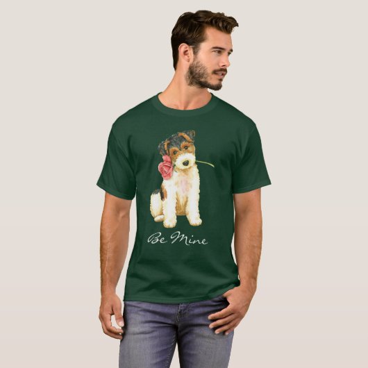 Valentijn Roos Wire Fox Terrier T-shirt (Voorkant volledig)