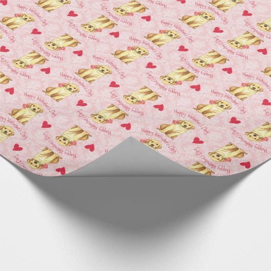 Valentijn Roos Yellow Lab Cadeaupapier (Hoek)