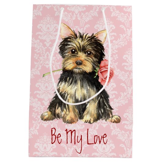Valentijn Roos Yorkie Medium Cadeauzakje (Achterkant)