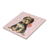 Valentijn Roos Yorkie Tegeltje (Zijkant)