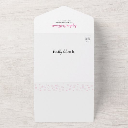 Valentijn Roze Auto Sweetheart Baby All In One Uitnodiging (Buitenkant)