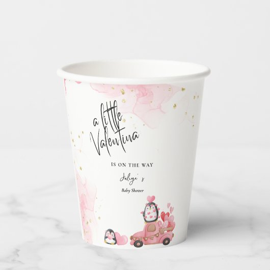 Valentijn roze baby meisje douche papieren bekers (Voorkant)
