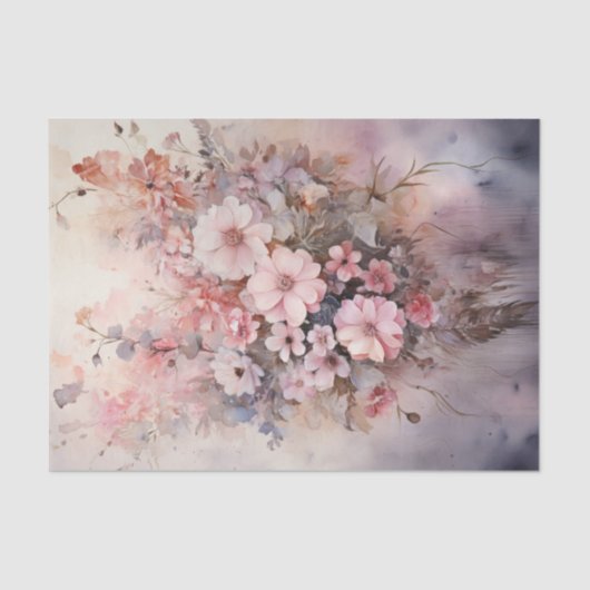 Valentijn Roze Bloemen Boeket Tissuepapier (Voorkant)