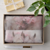 Valentijn Roze Bloemen Twee witte paarden Tissuepapier (Geschenk)