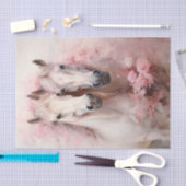 Valentijn Roze Bloemen Twee witte paarden Tissuepapier (Craft)