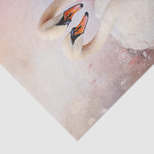 Valentijn Roze Bloemen Twee Witte Zwanen Tissuepapier (Detail)