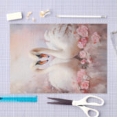 Valentijn Roze Bloemen Twee Witte Zwanen Tissuepapier (Craft)