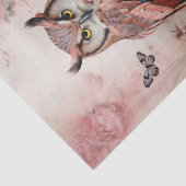 Valentijn Roze Bloemen Uil op een tak Tissuepapier (Detail)