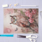 Valentijn Roze Bloemen Uil op een tak Tissuepapier (Craft)