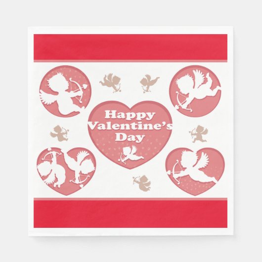 Valentijn Roze Cupido's Servet (Voorkant)